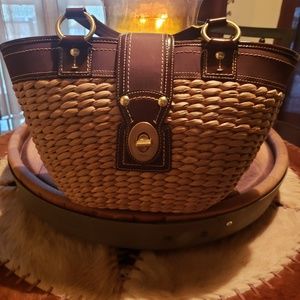 Rare Authentic Coach Straw Bucket Tote Bag Purse